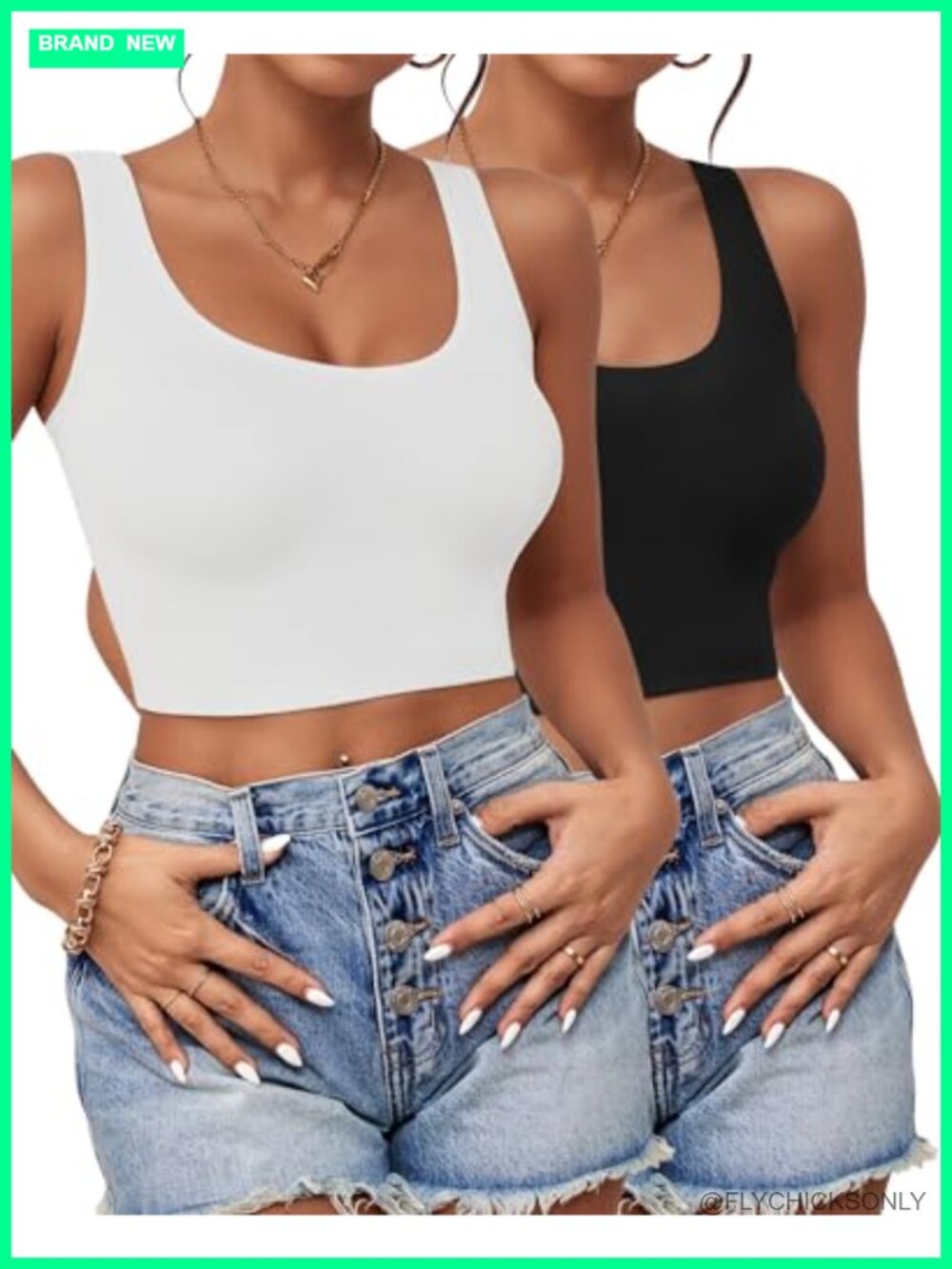 Women's 2-Piece Cotton Spandex Sleeveless Crop Tank Top Set Racerback Workout